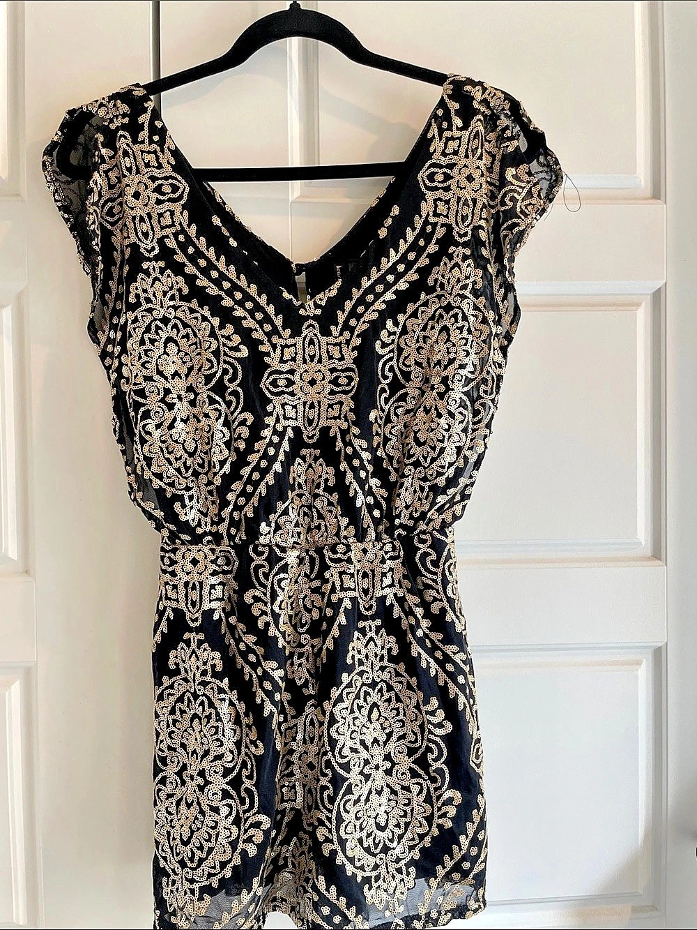 heartSoul Black & Gold Mini Dress Size XS Like New